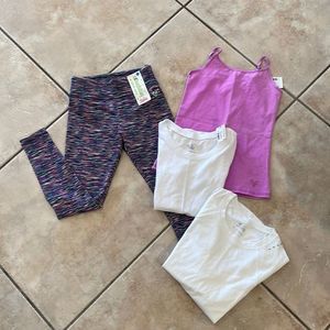 Bundle NWT girls Justice leggings and 3 tops size 7